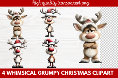 4 Whimsical Grumpy Christmas Clipart | Funny Grumpy Holiday Product Image 1