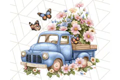 Floral Farm Truck Clipart, Cottagecore Country Truck Png Product Image 2