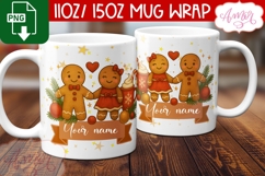 Custom Christmas mug wrap PNG, Gingerbread man mug template Product Image 3