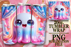 Sweet Sublimation 20oz tumbler wrap, 3D Cute Ghost Product Image 1