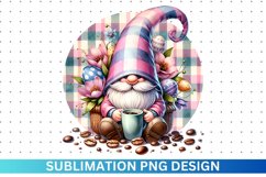 Easter Coffee Gnome Sublimation - Clipart PNG Product Image 1
