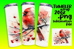 Winter Cardinal Bird Tumbler Wrap | Holiday Sublimation Product Image 1