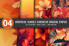 Tropical Sunset Hibiscus Digital Paper Product Image 1