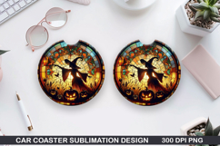 Witch Car Coaster Sublimation |Halloween Coaster PNG Product Image 1