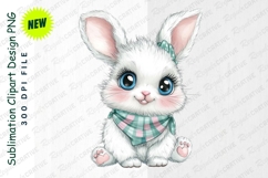 Cute White Bunny With Bandana Clipart Product Image 1
