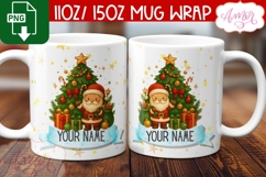 Custom Christmas mug wrap PNG, Santa mug PNG Product Image 2