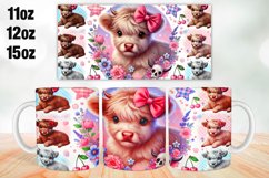 Highland Cow Mug Wrap Sublimation 11oz, 12oz, 15oz Product Image 1