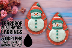 Trendy Teardrop Earrings Artwork for Sublimation , Snowman Product Image 1