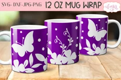 Butterfly and flowers mug wrap SVG for infusible ink Product Image 2