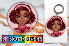 Unique Circle Keychain Magic PNG, Afro Girl Product Image 1