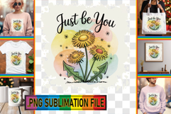 Cheerful Tote Bag Designs PNG, Flowers Quote Product Image 1