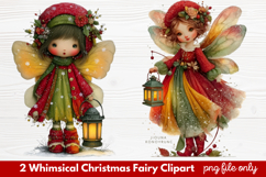 2 Whimsical Christmas Fairy Clipart | Cute Holiday Fairy PNG Product Image 1
