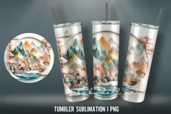 3D Tumbler Wrap Sublimation Designs | PNG 3D Winter Product Image 3