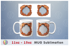3D Hole in Brick Wall Photo Frame Pattern - 11oz-15oz Mug. Product Image 2