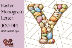 Easter Letter Y Clipart, Bunny Alphabet PNG, Egg Monogram Product Image 1