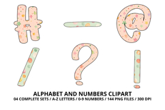 Baby Shower Watercolor Alphabet and Numbers Clipart PNG Product Image 6