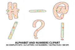 Baby Shower Watercolor Alphabet and Numbers Clipart PNG Product Image 6