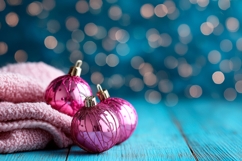 Pink Christmas Balls Background Design, Holiday Background Product Image 1