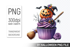 Spooky Cute Halloween Cupcakes Clipart PNG Bundle Product Image 2