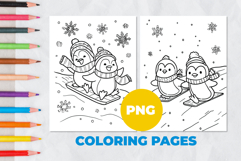 Penguins on a snowy hill Coloring Pages | Coloring book Product Image 1