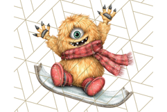 Christmas Monster Clipart, Funny Holiday Creature PNG Art Product Image 2
