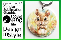 Adorable Animal &amp; Floral Round Design Keychain PNG Product Image 1