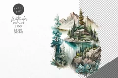Nature clipart, Lake clipart, Watercolor Product Image 1