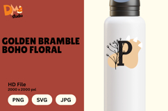 Golden Bramble Boho Floral Monogram Product Image 1