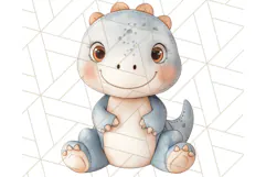 Cute Pastel Dinosaur Clipart PNG for Nursery Art, Baby Decor Product Image 2