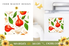 Cartoon Garlic Magnet Design, Kitchen Magnet Print Product Image 1