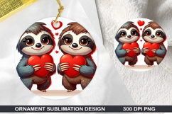 Sloths Stained Glass Ornament PNG, Digital Download File Product Image 1