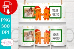 Christmas photo mug wrap PNG, Christmas gingerbread man png Product Image 1