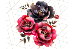 Gothic Floral PNG, Dark Aesthetic Flowers Clipart Print Product Image 2
