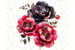 Gothic Floral PNG, Dark Aesthetic Flowers Clipart Print Product Image 2