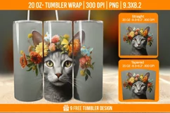 3d Cute Cat Tumbler Wrap Designs, Sublimation Wrap Product Image 1