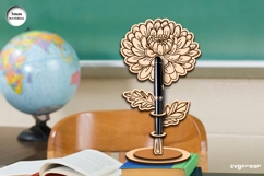 Chrysanthemum Pen Stand Laser Cut | Glowforge | Flowers SVG Product Image 1