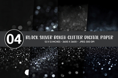 Black Silver Bokeh Glitter Digital Paper Product Image 1