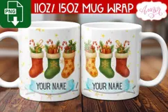 Christmas mug wrap PNG, Stocking stuffer mug PNG Product Image 1