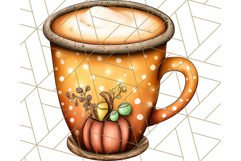 Fall Drink Clipart PNG, Cozy Autumn Cocoa and Latte Art Product Image 2