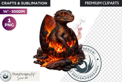 Cute Baby Dragon in a egg Clipart, dragon egg, Fantasy PNG Product Image 1