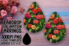 Floral Art Sublimation Teardrop Earrings with Oil Design Product Image 1