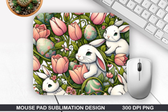 Bunny Mouse Pad Sublimation, Easter Bunny Mouse Pad PNG Product Image 1