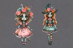 Watercolor Halloween Zombie Doll. PNG sublimation Product Image 5
