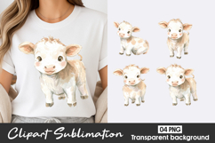 Cute Baby Lamb Watercolor Clipart Sublimation PNG Product Image 1