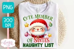 Funny Christmas PNG sublimation, Santa naughty list PNG Product Image 3