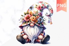 Floral Gnome Sublimation - Gnome Clipart Design Product Image 1