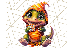 Bright Halloween Dinosaur PNG Clipart with Holiday Elements Product Image 2