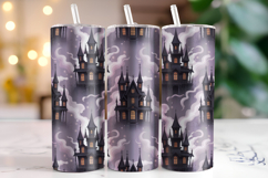 Halloween Haunted House Tumbler Wrap | Sublimation | Tumbler Product Image 1