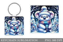 Christmas Koala Keychain. Christmas Keychain Sublimation Product Image 1
