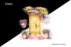 Watercolor Medirerranean Door Clipart Product Image 1